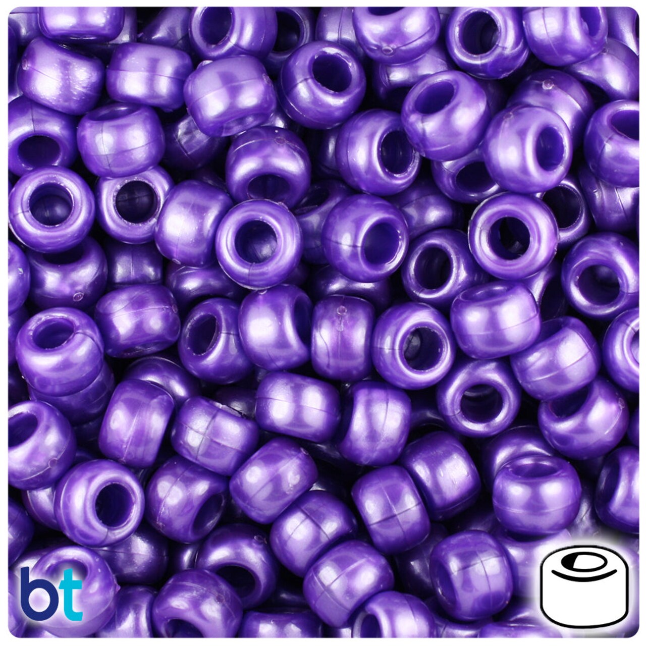 BeadTin Dark Purple Pearl 9mm Barrel Plastic Pony Beads (500pcs)
